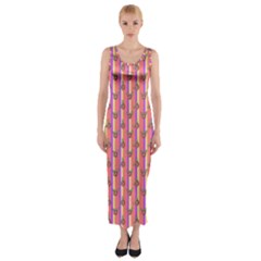 Pink Stripe & Roses Fitted Maxi Dress by charliecreates