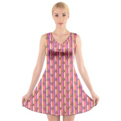 Pink Stripe & Roses V-neck Sleeveless Dress by charliecreates