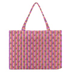 Pink Stripe & Roses Zipper Medium Tote Bag by charliecreates