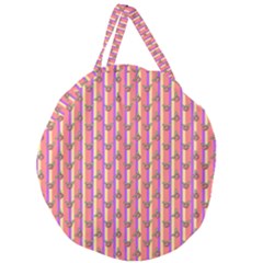 Pink Stripe & Roses Giant Round Zipper Tote by charliecreates
