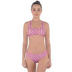 Pink Stripe & Roses Criss Cross Bikini Set by charliecreates