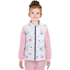 Pink Blue Flowers Pattern                       Kid s Puffer Vest