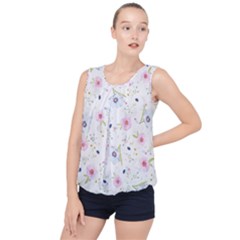 Pink Blue Flowers Pattern                        Bubble Hem Chiffon Tank Top by LalyLauraFLM