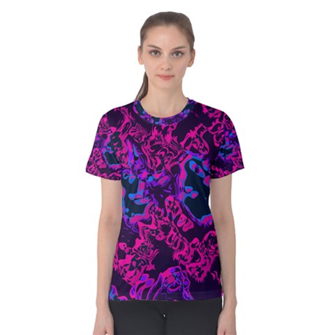 Pink Blue Abstract Texture                        Women s Cotton Tee by LalyLauraFLM