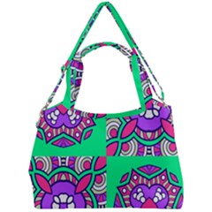 Purple Shapes On A Green Background                      Double Compartment Shoulder Bag by LalyLauraFLM