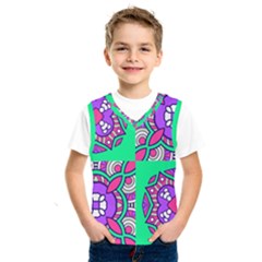 Purple Shapes On A Green Background                             Kids  Basketball Tank Top