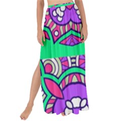 Purple Shapes On A Green Background                       Maxi Chiffon Tie-up Sarong by LalyLauraFLM