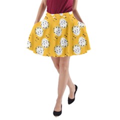 Fluffy Clouds Mustard  A-line Pocket Skirt by VeataAtticus