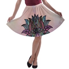 Abstract Decorative Floral Design, Mandala A-line Skater Skirt by FantasyWorld7