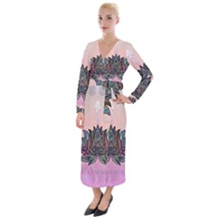 Abstract Decorative Floral Design, Mandala Velvet Maxi Wrap Dress by FantasyWorld7