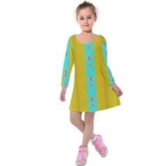 Colors And Flowers Kids  Long Sleeve Velvet Dress by pepitasart