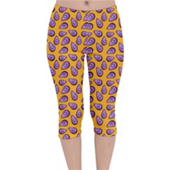 Tropical Orange Avocadoes Velvet Capri Leggings  by snowwhitegirl