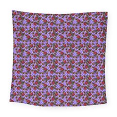 Lazy Cat Floral Pattern Lilac Polka Square Tapestry (large)