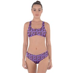 Lazy Cat Floral Pattern Lilac Polka Criss Cross Bikini Set by snowwhitegirl