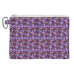 Lazy Cat Floral Pattern Lilac Polka Canvas Cosmetic Bag (xl)