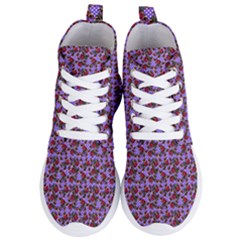 Lazy Cat Floral Pattern Lilac Polka Women s Lightweight High Top Sneakers by snowwhitegirl