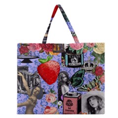 Vintage Girls Floral Collage Zipper Large Tote Bag by snowwhitegirl