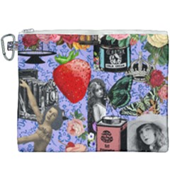 Vintage Girls Floral Collage Canvas Cosmetic Bag (xxxl)