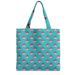 English Breakfast Aqua Zipper Grocery Tote Bag by snowwhitegirl