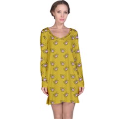 Zodiac Bat Pink Yellow Long Sleeve Nightdress by snowwhitegirl