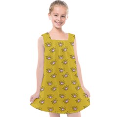 Zodiac Bat Pink Yellow Kids  Cross Back Dress by snowwhitegirl