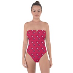 Zodiac Bat Pink Red Tie Back One Piece Swimsuit by snowwhitegirl