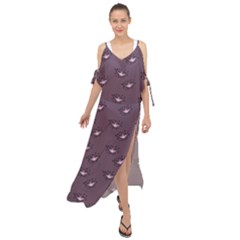 Zodiac Bat Pink Grey Maxi Chiffon Cover Up Dress