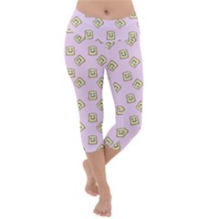 Happy Toast Pink Lightweight Velour Capri Yoga Leggings