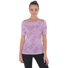 Wood Texture Diagonal Weave Pastel Shoulder Cut Out Short Sleeve Top by Mariart