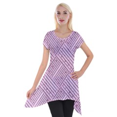 Wood Texture Diagonal Weave Pastel Short Sleeve Side Drop Tunic by Mariart