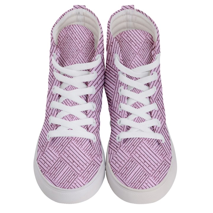 Wood Texture Diagonal Weave Pastel Men s Hi-Top Skate Sneakers