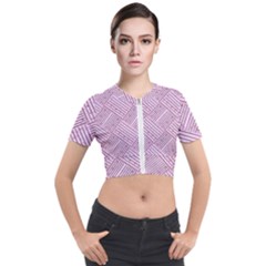 Wood Texture Diagonal Weave Pastel Short Sleeve Cropped Jacket by Mariart