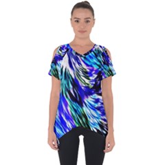 Abstract Background Blue White Cut Out Side Drop Tee