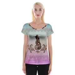 Abstract Decorative Floral Design, Mandala Cap Sleeve Top by FantasyWorld7