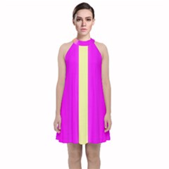 Colors And More Wonderful Colors Velvet Halter Neckline Dress  by pepitasart