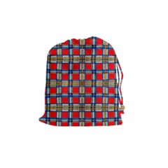 Plaid 4 Drawstring Pouch (medium) by ArtworkByPatrick