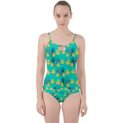 Little Yellow Duckies Cut Out Top Tankini Set