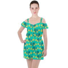 Little Yellow Duckies Ruffle Cut Out Chiffon Playsuit by VeataAtticus