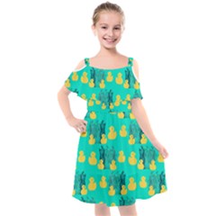 Little Yellow Duckies Kids  Cut Out Shoulders Chiffon Dress by VeataAtticus