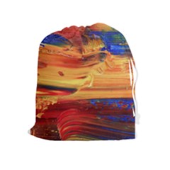 Rainbow Waves Drawstring Pouch (xl) by WILLBIRDWELL