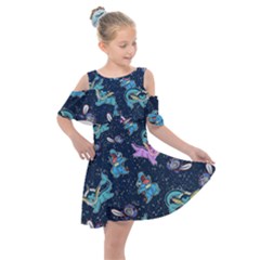 water type Kids  Shoulder Cutout Chiffon Dress