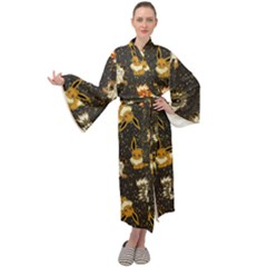 Normal Type  Maxi Tie Front Velour Kimono by Mezalola