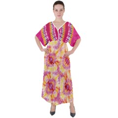 Tie Dye V-neck Boho Style Maxi Dress by flowerland