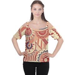 Pop Art Paisley Flowers Ornaments Multicolored 4 Cutout Shoulder Tee