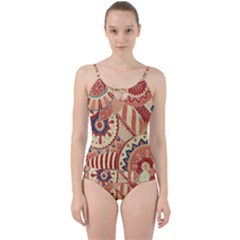 Pop Art Paisley Flowers Ornaments Multicolored 4 Cut Out Top Tankini Set by EDDArt