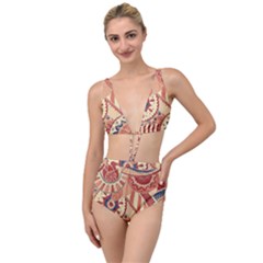 Pop Art Paisley Flowers Ornaments Multicolored 4 Tied Up Two Piece Swimsuit by EDDArt