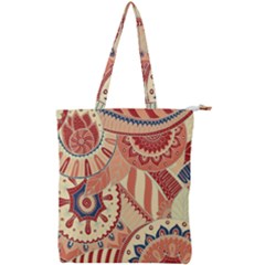 Pop Art Paisley Flowers Ornaments Multicolored 4 Double Zip Up Tote Bag