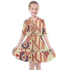 Pop Art Paisley Flowers Ornaments Multicolored 4 Kids  All Frills Chiffon Dress