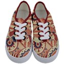 Pop Art Paisley Flowers Ornaments Multicolored 4 Background Solid Dark Red Kids  Classic Low Top Sneakers View1