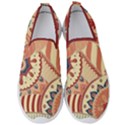 Pop Art Paisley Flowers Ornaments Multicolored 4 Background Solid Dark Red Men s Slip On Sneakers View1